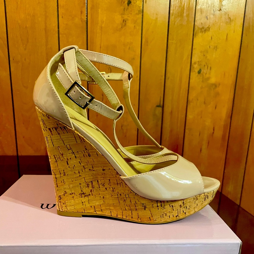 Tan Wedge Heel Stylish & Comfortable Size 8.5